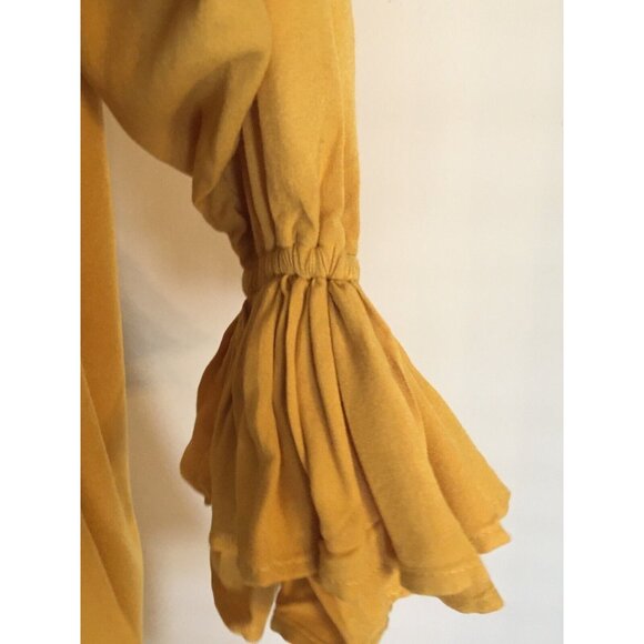 Pirate Dressing Costume Shirt Gold Halloween Renaissance Fest Ruffle Collar L - Picture 6 of 10